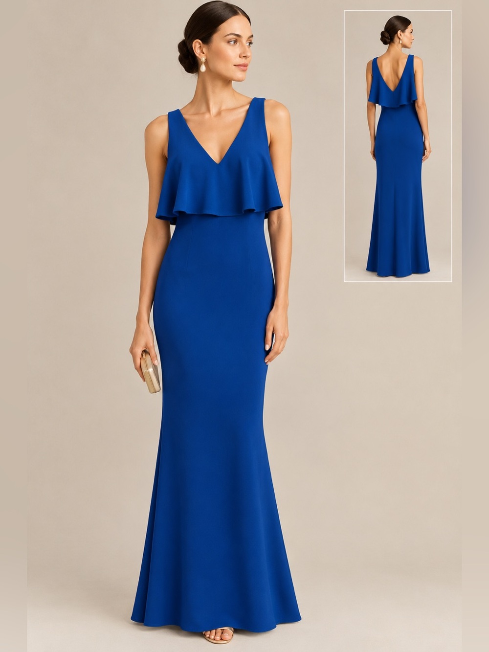 Badgley Mischa Long Blue Sleeveless Dress Gown Elegant Size 2